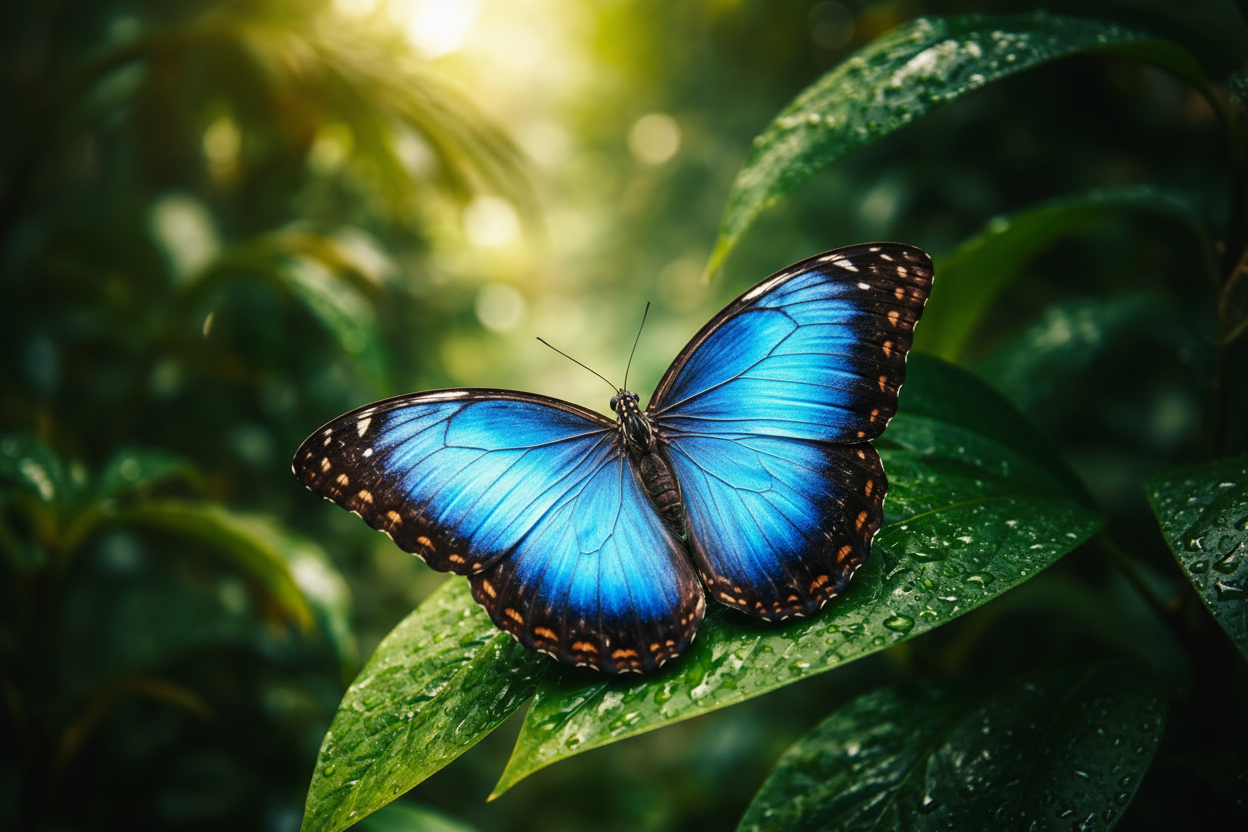 Blue Morpho Butterly in the wild